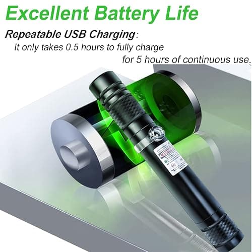 Laser Pointer, Green Laser Pointer, Laser Pointer High Power Green Rechargeable Laser High Power Pointer for Presentations Outdoor Teaching Geese Deterrent thumbnail 9