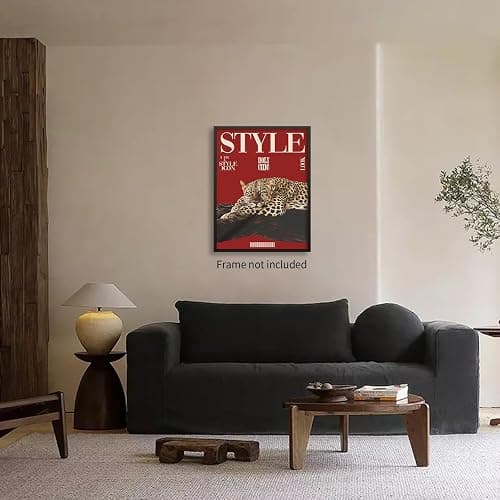 rumlud Red Cheetah Wall Art Vintage Trendy Cool Y2k Leopard Style Posters Funky Magazine Aesthetic Cover Canvas Prints for Living Room Bedroom Dorm Wall Decor 12X16 inch Unframed thumbnail 3