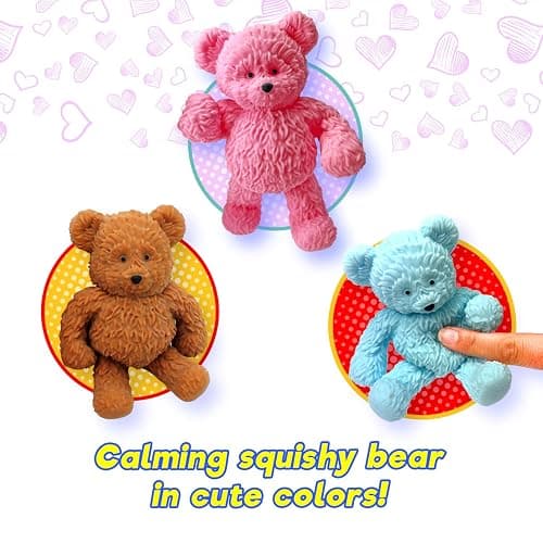 JA-RU Fuzzy Bear Squishy Toys for Kids (3 Bears Assorted Colors) – Cute Animal Squeeze Toys, Stress Relief Toy, Bear Party Favors, Classroom Prizes & Goodie Bag Stuffers. Assor-3711-3s thumbnail 5