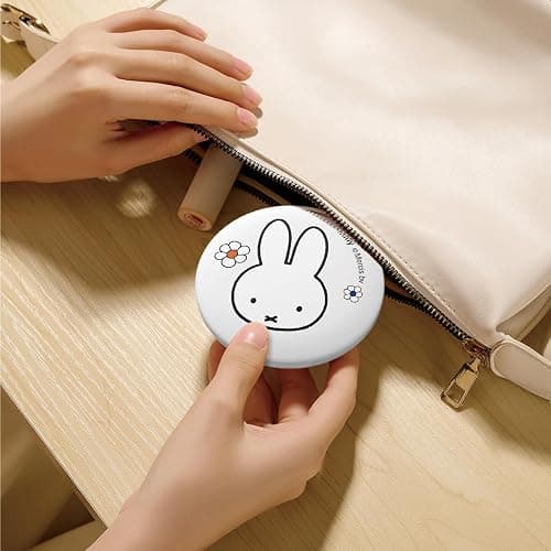 Miffy Handheld LED Makeup Mirror, Foldable 2-Side 1x/10x Magnification,Pocket Small Lighted Mirror for Travel, Rabbit Shape (Pure White) thumbnail 4