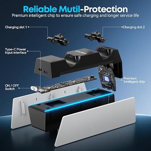 OIVO PS5 Controller Charger with Fast Charging AC Adapter, PS5 Controller Charging Station Stand for PlayStation 5, Docking Station Replacement for PS 5 Accessories Kits thumbnail 5