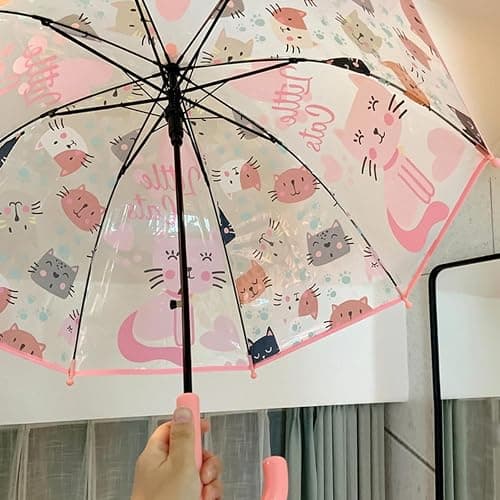MRTLLOA Kids Clear Bubble Umbrella with an Easy Grip Curved Handle, Safety Transparent Dome Bubble Umbrella for Toddler Boys Girls thumbnail 6
