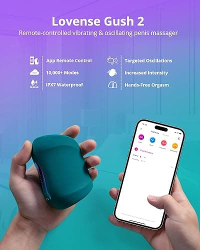 LOVENSE Gush 2 Automatic Male Masturbator Stroker, Vibrating & Oscillating Adult Sex Toys & Games with Endurance Training App Remote Control Penis Vibrator Massager Cock Ring, with Adjustable Buckles thumbnail 2