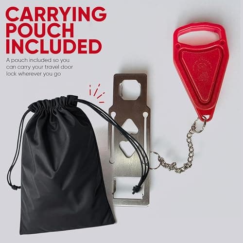 Portable Door Lock Extra Security Essential Safety & Privacy Travel Lockdown, Prevent Entry Stopper, Protect Family While Traveling Home Bedroom Hotel Apartment College (1 Red) thumbnail 8
