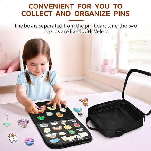 BOHEMIABY Enamel Pin Display Book, Collections Travel Pin Trading Book, Large Pin Display Board with Digital Label & Shoulder Straps, Suitable for Storing Enamel Pins (6 Page Pin Display Board) thumbnail 6