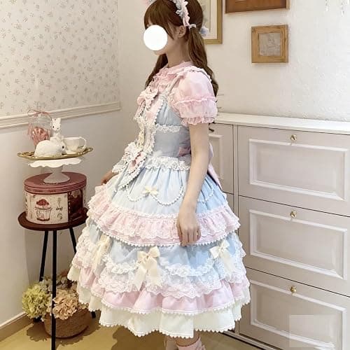 Sweet Pink Lolita Dress for Women – Ideal Cosplay Costumes and Party Attire with Elegant Bow and Lace Design thumbnail 6