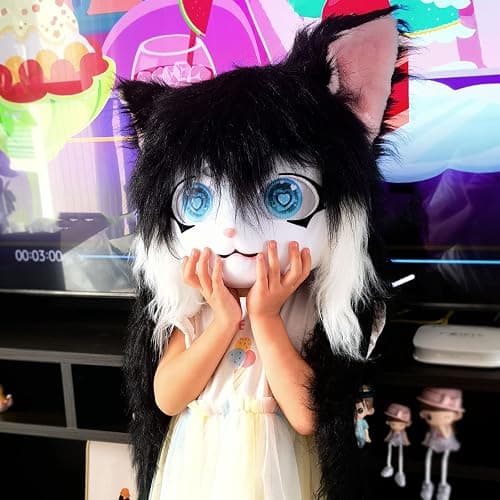 SMILETERNIT Animal Head Cat Fursuit Cut Mask Halloween Masquerade Costume Props thumbnail 5