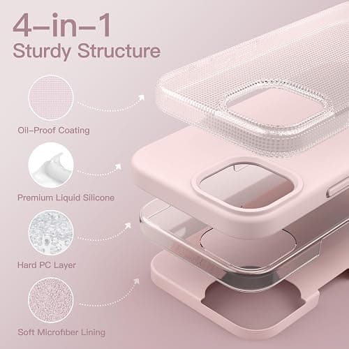 JETech Silicone Case for iPhone 14 6.1-Inch, Silky-Soft Touch Full-Body Protective Phone Case, Shockproof Cover with Microfiber Lining (Pink) thumbnail 3
