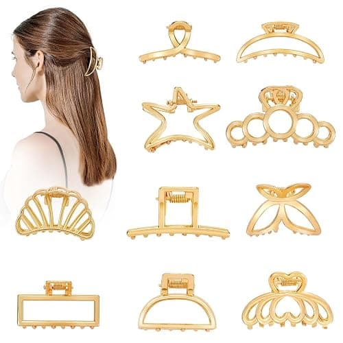 CWJCYTNSN Small Gold Hair Clips, 10Pcs Metal Hair Claw Clips for Women Thick Thin Hair, Non-Slip Hair Clips for Women and Girls, Strong Hold Hair Accessories - Image 1