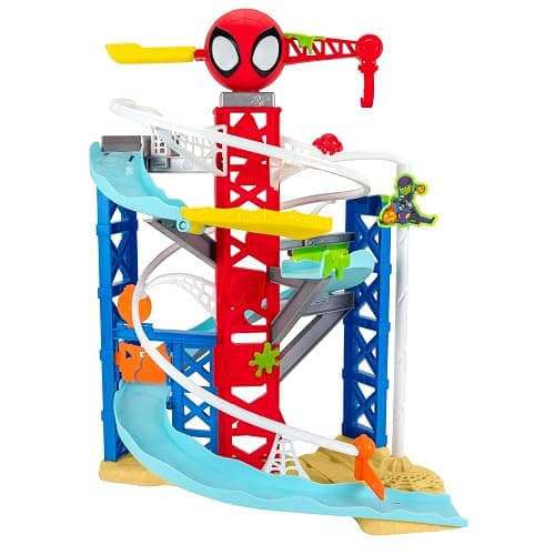 Jazwares Marvel Spidey and His Amazing Friends Construction Zone Chaos Track Set - 2-Foot High Dual Race Track with Zip Line, Play Zones, and Exclusive Vehicles - Image 1