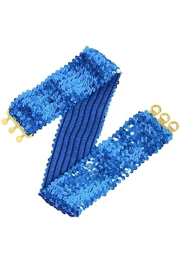 Anna-Kaci Women's Glitter Sequin Belts Stretchy Sparkly Cinch Belt Disco Party Costume Elastic Waist Accessory thumbnail 2