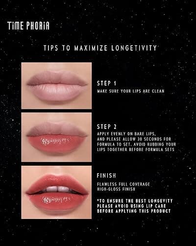 TIMEPHORIA STELLAR DUST LIP STAIN-Long Lasting, Waterproof and Transferproof Lip Tint, Glossy Finish Lip Gloss, Lightweight Lipstick, High Coverage, Stocking Stuffers For Teen Girls (004 Mauvion) thumbnail 8