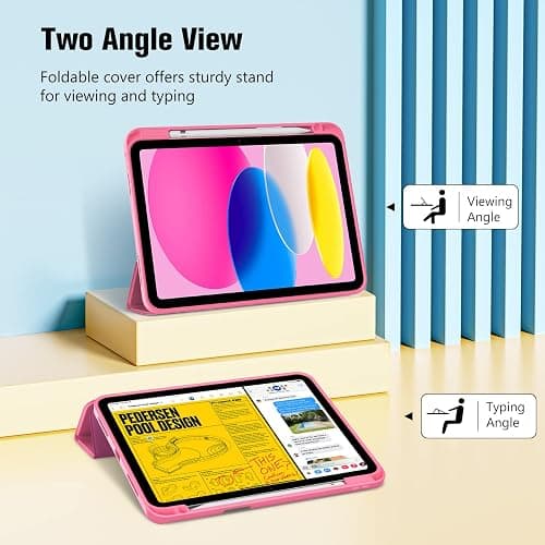 ProCase for iPad (A16) 11th Generation 11 Inch 2025/ iPad 10th Generation 10.9 Inch 2022 Case with Pencil Holder, Hybrid Cover with Soft TPU Back, Supports Touch ID, Auto Wake/Sleep -Pink thumbnail 4
