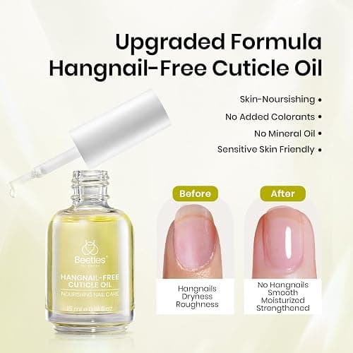 Beetles Gel Top Coat Base Coat Cuticle Oil Set, 3Pcs 15ml No Wipe Top Coat Gel Nail Polish Glossy Shine Long Lasting Cuticle Protectors Kit Oil Care for Dry Damaged Cuticles Gift for Women thumbnail 2