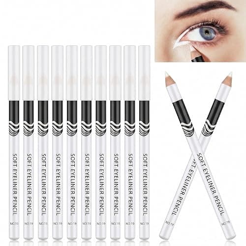 12Pcs White Eyeliner Pencils, Professional Hig|hlighter Gel Eye Liner Pencil, Soft Waterproof Eyeliner Pens for Skin Marking Eyeshadows Makeup, Easy to Colour, Gift for Mom Girl Friend thumbnail 7