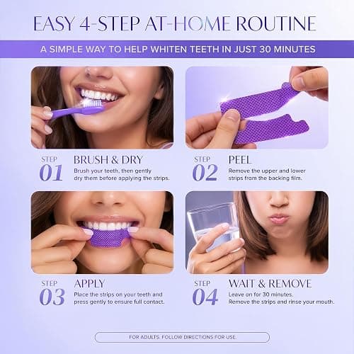 Purple Teeth Whitening Strips, Teeth Whitening Strips Removes Yellow Stains & Bad Breath, Gentle Teeth Whitening in 30 Minutes, Enamel Safe for Sensitive Tooth, Non-Slip Mint, 28 Strips (28 Strips) thumbnail 7