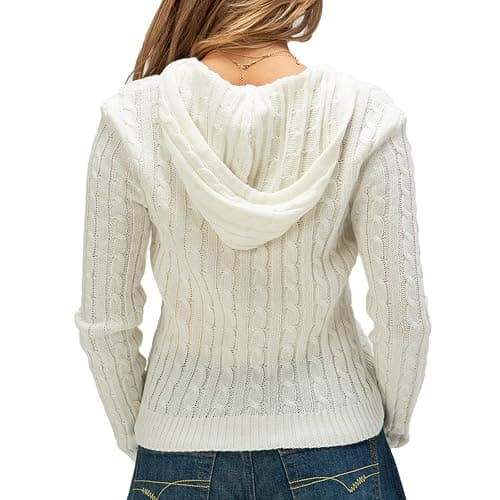 Women Zip Up Hoodie Y2k Vintage Long Sleeve Knitted Sweater 90s Knitwear Coat Jacket Streetwear thumbnail 3