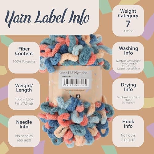 JubileeYarn Fun Finger Loops Yarn - Polyester Jumbo Weight Loop Yarn - 100g/Skein - Hypnos - 6 Skeins thumbnail 5