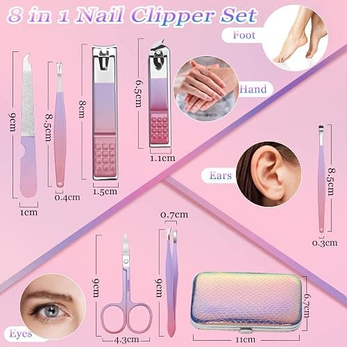 Aceoce Manicure Set Women Nail Clippers Professional Manicure Pedicure Kit Stainless Steel Nail Cutter Grooming Kit Personal Care Tool with Travel Case Gifts for Women Her Valentine's Day Mother's Day thumbnail 3