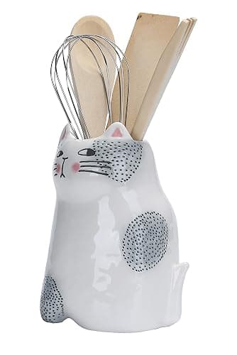 Bico Cartoon Cat Utensil Holder, Handpainted Stoneware, Dishwasher Safe thumbnail 4