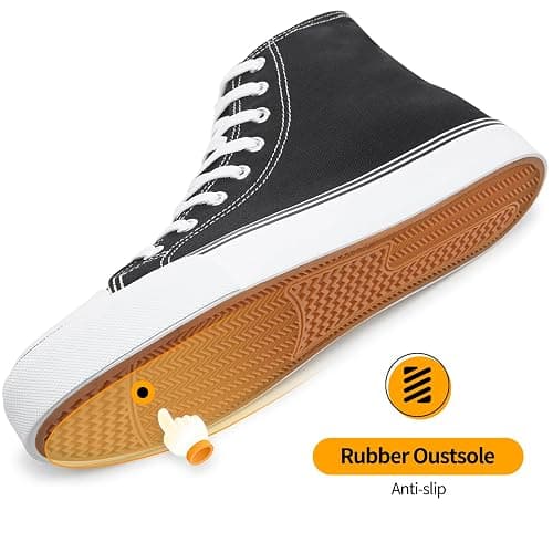 ZGR Men's High Top Canvas Sneakers Lace Up Classic Casual Walking Shoes | Breathable canvas upper,non-slip rubber outsole,high-top lace-up,classic casual style,for walking,tennis,travel,sports thumbnail 6