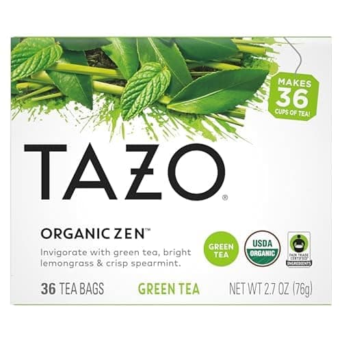 TAZO Organic Zen Green Tea Bags, Caffeine Free Tea with Refreshing Lemongrass & Spearmint, 144 Total Tea Bags (36ct - Pack of 4) thumbnail 3