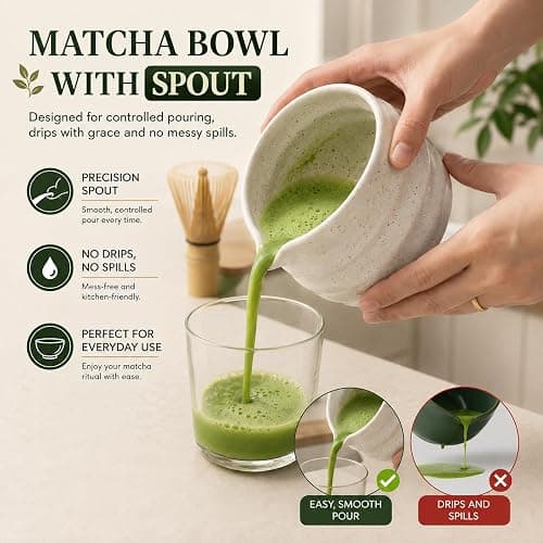 BARISTA EMPEROR® MATCHA WHISK SET l PREMIUM 11pcs - Professional Matcha Kit Set with Matcha Bowl, Matcha Whisk, Milk Frother, Spoon, Sifter, Scoop, Stand, Cup, Tea Mat, Cloth - Matcha Bowl Set thumbnail 5