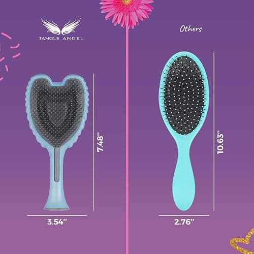 Detangling Hair Brush - Anti Static Angel Wing Hair Brush with Soft & Flexible Bristle for Straight & Wavy Hair - Tangle Angel Hair Detangler Brushes for Blow Drying & Shower - Gloss Pink thumbnail 6