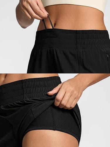 MCEDAR Women's Athletic Shorts for Gym Workout Shorts 2.5" Quick-Dry Lightweight Running Short with High Waisted Zip Pockets thumbnail 4
