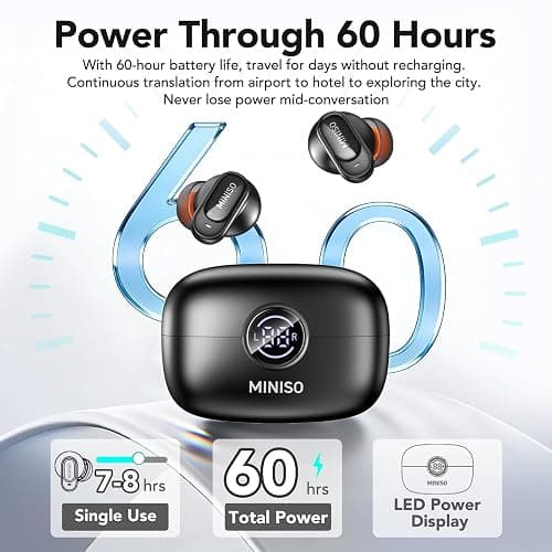 MINISO MS105 AI Translation Earbuds Real Time, Translator Earbuds Support 134 Languages with APP, Bluetooth 6.0 Translator Headphones Compatible with iOS & Android, for Travel Business thumbnail 6