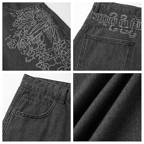 Baggy Jeans Women Hip Hop Goth Street Y2k Jeans with Skeleton Print Vintage Streetwear High Waist Denim Wide Leg Pants thumbnail 4
