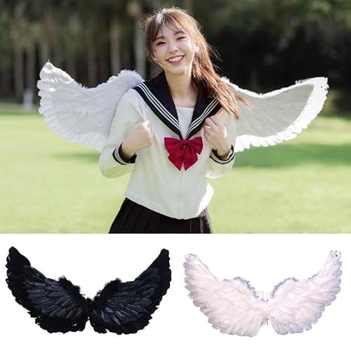 Creative Angel Feather Wings with Elastic Straps Bright Color Lightweight Costume Cosplay Wings Photography Props Halloween Supplies Sky Blue thumbnail 4