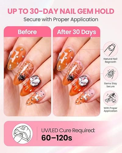 Makartt Rhinestone Glue for Nails: Super Strong 3D Gel for Nail Charms 30g | 30-Day Hold. Crystal Clear, Non-Yellowing Medium-Viscosity UV Cured Gel for 1–6mm Rhinestone, Gem & Charm. DIY, Salon & Gift. thumbnail 2