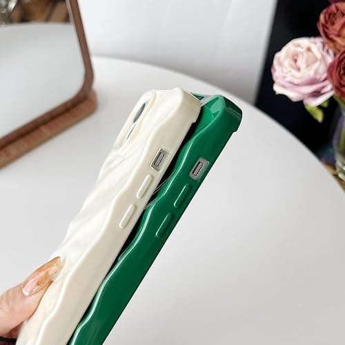 Caseative for iPhone 15 Case,Water Ripple Pattern Curly Wave Shape Soft Phone Case (White) - White thumbnail 5