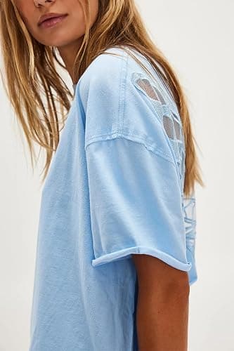 Oversized Graphic Tshirts for Women Teens Y2K Flower Short Sleeve Baggy Shirts Summer Aesthetic Beachy Coastal Tops thumbnail 4