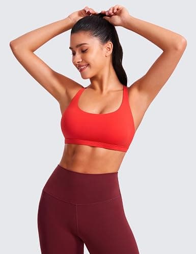 CRZ YOGA Naked Feeling Strappy Sports Bras for Women - Criss Cross Back Wireless Padded Cami Yoga Workout Top thumbnail 2