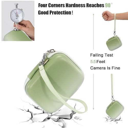 Cwatcun Carrying & Protective Case for Digital Camera, Small Camera Pouch for AbergBest 2.7" LCD Kodak Pixpro/Canon PowerShot ELPH 180/190 / DSCW830 Travel Cameras, Water-resistant Case - Green thumbnail 6