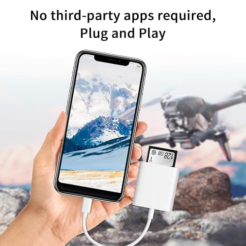 SD Card Reader for iPhone iPad Camera with USB C, Dual Card Slot Memory Card Reader Supports SD and TF Card Trail Camera Viewer SD Card Adapter Portable Micro SD Card Reader No App Plug and Play thumbnail 6