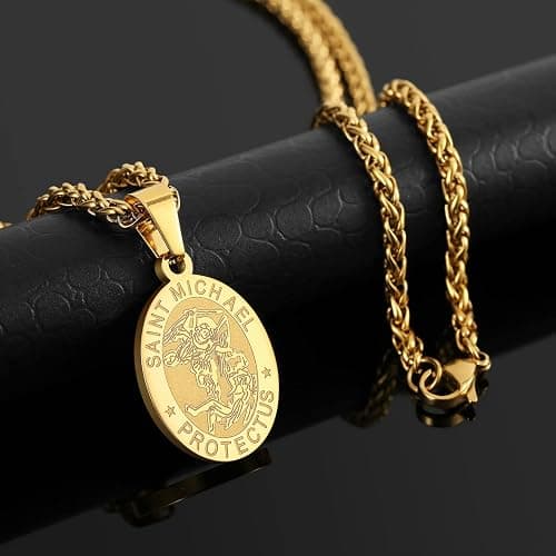 Zocomi Catholic First Communion/Confirmation Gifts for Boys Men,Saint Christopher/Michael/Anthony/Jude/Joseph Medal Necklace，Oval Saint Patron Medal Religious Amulet Gifts thumbnail 6