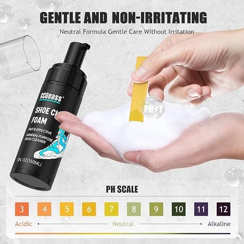 CCGeass Shoe Cleaner Kit Sneaker Cleaner, Deep Clean yet Gentle Pro Concentrated Foam Formula with 2 Brush & Microfiber Towel, Safe Shoe Care Set for white shoe, Suede, Leather, Canvas, Mesh & More thumbnail 3