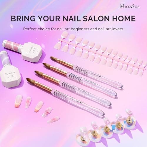 MelodySusie Kolinsky Acrylic Nail Brush, 80% Kolinsky Hair, Professional Nail Brush for Acrylic Powder Nail Extension and 3D Nail Carving, Nail Art Tools for DIY Home Salon, Size 8 thumbnail 7
