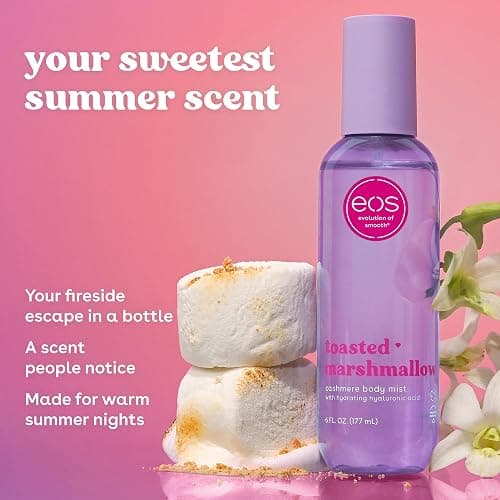eos Cashmere Body Mist, Toasted Marshmallow, Toasted Vanilla, Sweet Marshmallow, Hair Mist, Body Spray for Women Moisturizing, Hyaluronic Acid, Vanilla Body Spray, Vegan, Cruelty-free, 6 fl oz thumbnail 2