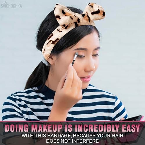 Cheetah Headband - Make Up Head Band for Women - Leopard Headband - Hair Holder for Washing Face - Cheetah Spa Wrap - Skincare Headbands - Soft and Comfortable for Beauty Routine and Skincare Use thumbnail 8