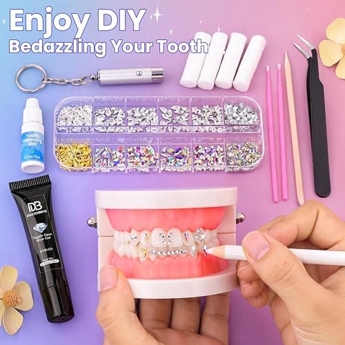 DAZZLEBRITE Tooth Gem Kit, Bedazzling Tooth Gems Kit for Teeth, Beginners Starter Crystals Teeth Jewelry Gem for Women Men, Teeth Gems Kit with Tooth Gem Glue thumbnail 3