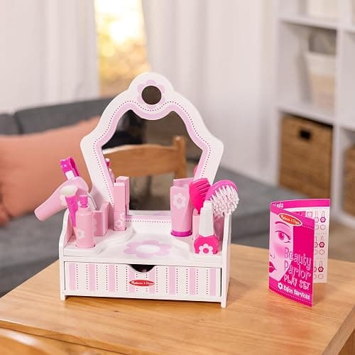 Melissa & Doug Wooden Beauty Salon Play Set, 18-Piece Vanity with Pretend Play Toys, Makeup, Mirror, Accessories & More, Preschool Toys for Girls & Boys Ages 3+ - FSC Certified thumbnail 11
