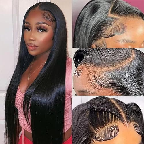 TTSMINS 13x6 Lace Front Wigs Human Hair for Women 180 Density 32 Inch Straight Lace Front Wigs HD Transparent Frontal Wigs Human Hair Lace Front Wigs Pre Plucked with Baby Hair Glueless Wigs thumbnail 7