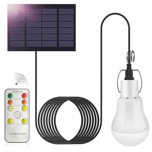Ddlisu 3W Solar LED Shed Lights Portable USB Charge Shed Light with Battery Panel Remote Control, Solar Powered Led Light Bulb with Cable 3.5M, Suitable for Indoor and Outdoor Hiking Camping Tent - Image 1