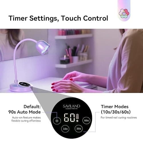 SAVILAND Advanced 30W U V Nail Lamp: Pink Gel Nail Lamp Cordless U V Light for Gel Nails Smart Sensor LED Flash Cure Lamp lampara led para uñas Profesional 8S Fast Cure Nail Salon Home Manicure thumbnail 6
