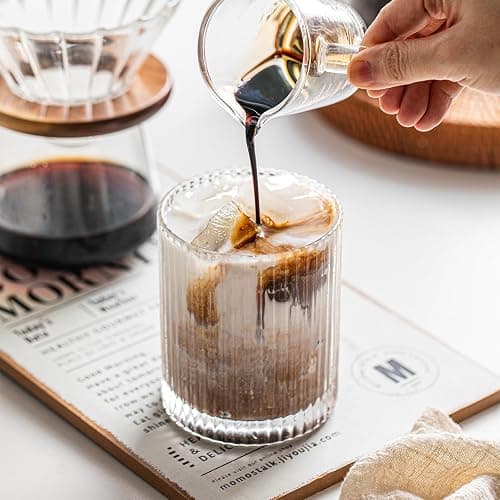 INSETLAN Ribbed Glass Tumblers Set of 6-14 oz Vintage Glassware, Clear Drinking Glasses for Wine, Juice, Cocktails, Water, Iced Coffee, Whiskey - Dishwasher Safe, Durable and Elegant thumbnail 8