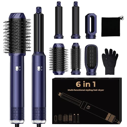 Air Styler Brush 6 en 1 Hair Air Brush Brosse Chauffante Brushing Sèche-Cheveux 6 en 1 Brosse Soufflante Airstyler Boucleur a Cheveux à Air Brosse à Lissante Ensemble Airbrush Coiffure Femmes - Image 1